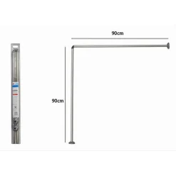 BASTONE PER TENDA DOCCIA UNIVERSALE ANGOLARE A L CON ASTE 90X90 CM ARGENTO 79520