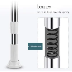 BASTONE PER TENDA DOCCIA ASTA REGOLABILE PALO TELESCOPICO IN ACCIAIO 50-80 CM CON 3 GANCI