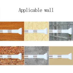 BASTONE PER TENDA DOCCIA ASTA REGOLABILE PALO TELESCOPICO IN ACCIAIO 50-80 CM CON 3 GANCI