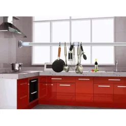 BASTONE PER TENDA DOCCIA ASTA REGOLABILE PALO TELESCOPICO IN ACCIAIO 50-80 CM CON 3 GANCI