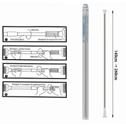 BASTONE SILVER ESTENSIBILE ASTA APPENDIABITI TENDE REGOLABILE DA 140-260CM 59410