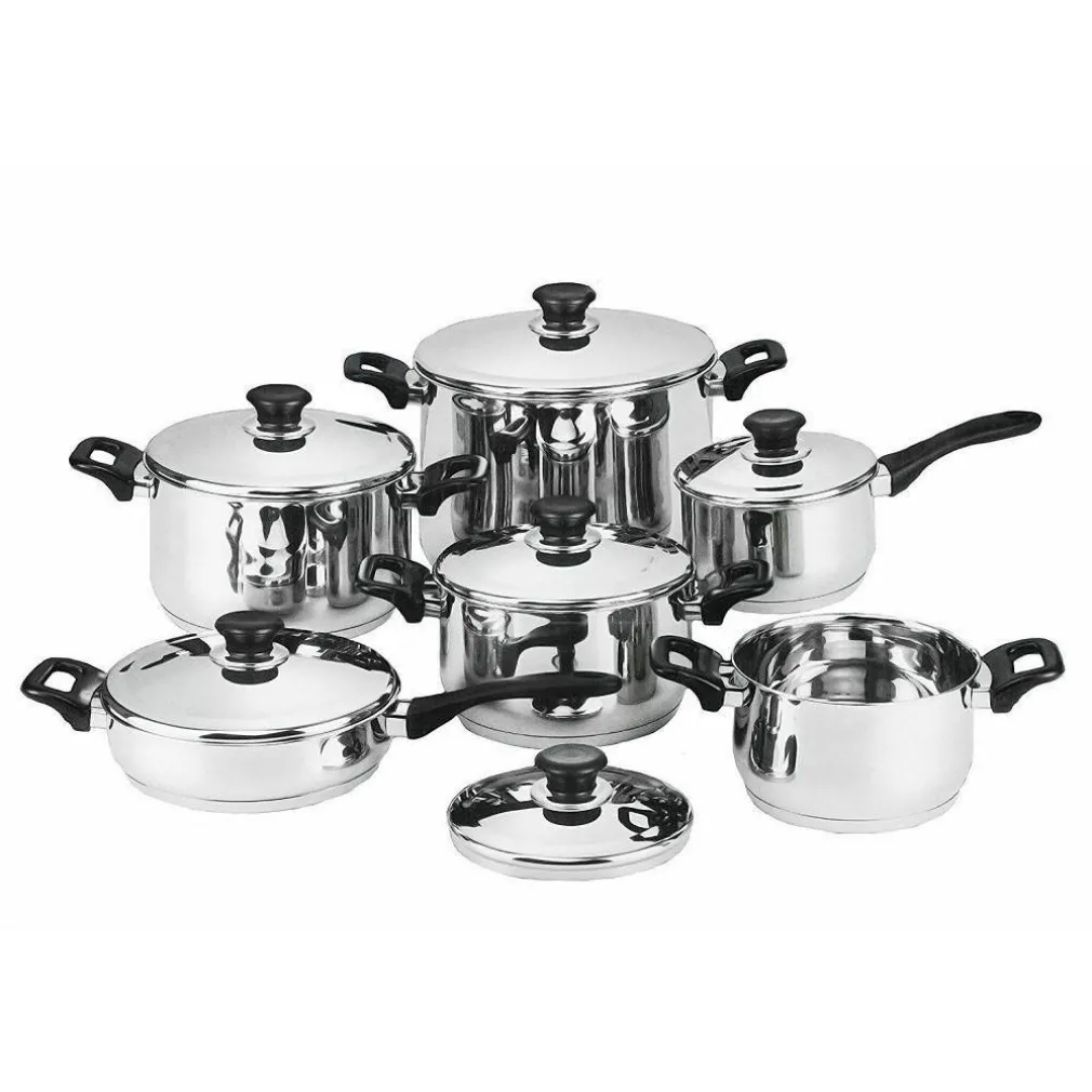 BATTERIA DI PENTOLE BAVARIA ANTIADERENTE 12 PEZZI IN ACCIAIO INOX 18/10 COPERCHI