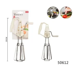BATTI UOVA MANUALE FRUSTA SBATTITORE DOPPIA SBATTIUOVA DOLCI UTENSILE 25CM 50612