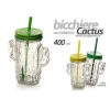 BICCHIERE CON CANNUCCIA COPERCHIO PARTY FESTE FORMA CACTUS IN VETRO 400ML 738135