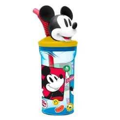 BICCHIERE CON CANNUCCIA INTEGRATA MICKEY MOUSE TOPOLINO IN 3D CAPIENZA 360 ML