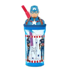 BICCHIERE CON CANNUCCIA INTEGRATA CAPITAN AMERICA IN 3D CAPIENZA 360 ML PER BIMBI