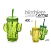 BICCHIERE PARTY CON CANNUCCIA COPERCHIO BIBITE CACTUS VETRO COLORATO 400ML 738142