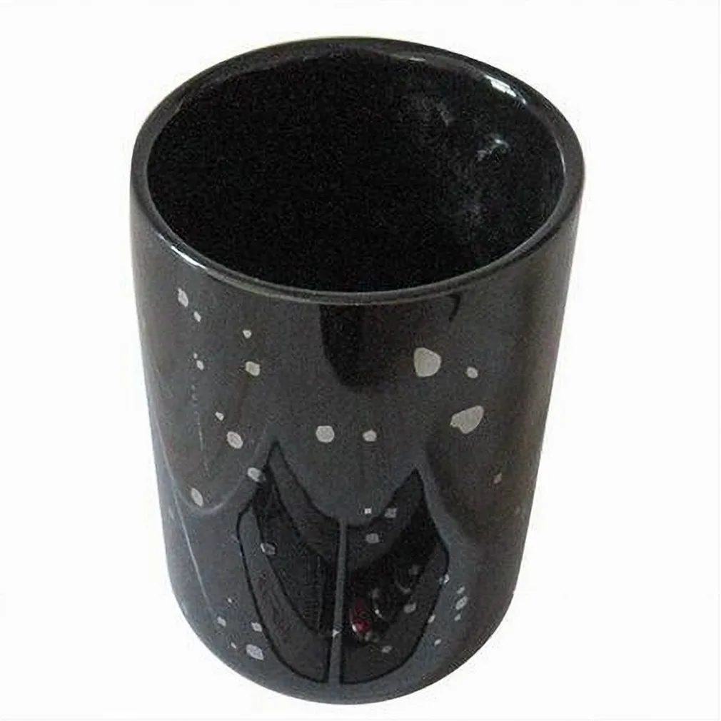 BICCHIERE PORTA SPAZZOLINI ACCESSORIO NERO MACCHIATO MODERNO ARREDO DA BAGNO 59927