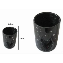 BICCHIERE PORTA SPAZZOLINI ACCESSORIO NERO MACCHIATO MODERNO ARREDO DA BAGNO 59927