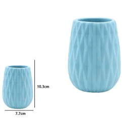 BICCHIERE PORTA SPAZZOLINI COLORE AZZURRO LAVORATO ACCESSORI ARREDO BAGNO 79943