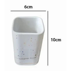 BICCHIERE PORTA SPAZZOLINI ACCESSORI BIANCO MACCHIATO MODERNO ARREDO BAGNO 59883