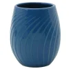BICCHIERE PORTA SPAZZOLINI IN CERAMICA RIGATA BLU ACCESSORI ARREDO BAGNO 79955