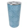 BICCHIERE PORTA SPAZZOLINO A 3 FORI ACCESSORIO BAGNO CELESTE CON MAIOLICHE 87027