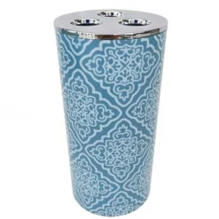 BICCHIERE PORTA SPAZZOLINO A 3 FORI ACCESSORIO BAGNO CELESTE CON MAIOLICHE 87027