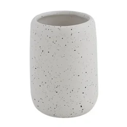 BICCHIERE PORTA SPAZZOLINI IN CERAMICA BIANCO EFFETTO PIETRA GRANITO BAGNO 87806