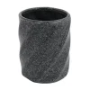 BICCHIERE PORTA SPAZZOLINI IN CERAMICA RIGATO MARMO NERO ACCESSORI ARREDO BAGNO 87795