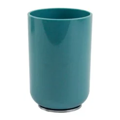 BICCHIERE PORTA SPAZZOLINI VERDE PETROLIO SILVER ACCESSORI ARREDO BAGNO 69475