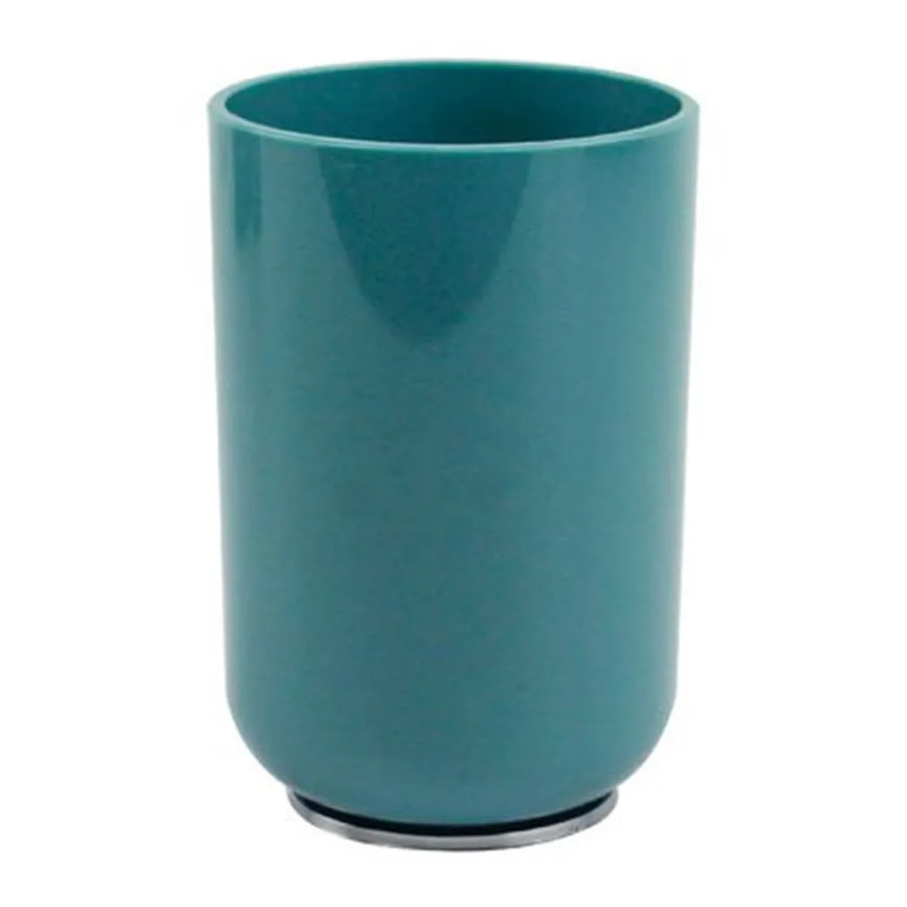 BICCHIERE PORTA SPAZZOLINI VERDE PETROLIO SILVER ACCESSORI ARREDO BAGNO 69475