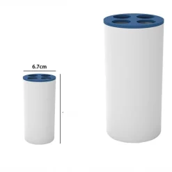 BICCHIERE PORTA SPAZZOLINI 4 FORI BIANCO BLU IN PLASTICA ACCESSORIO BAGNO 69897