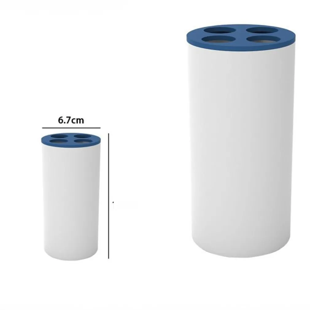 BICCHIERE PORTA SPAZZOLINI 4 FORI BIANCO BLU IN PLASTICA ACCESSORIO BAGNO 69897