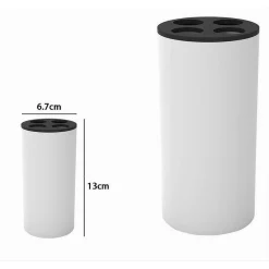 BICCHIERE PORTA SPAZZOLINI 4 FORI BIANCO NERO IN PLASTICA ACCESSORIO BAGNO 69773