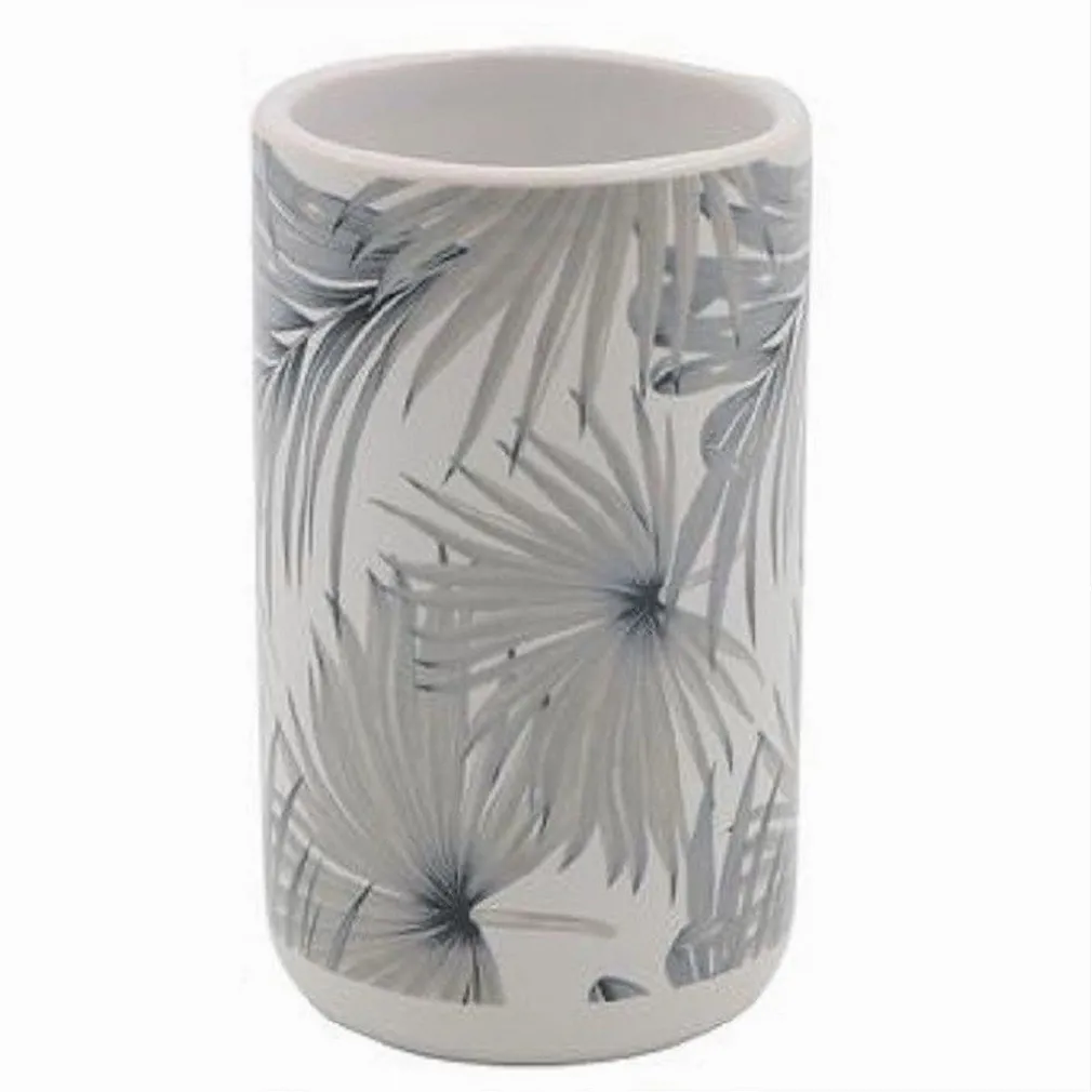 BICCHIERE PORTA SPAZZOLINO STAMPA TROPICALE ACCESSORIO BAGNO 6.8 X 10.8 CM 87064