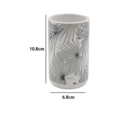 BICCHIERE PORTA SPAZZOLINO STAMPA TROPICALE ACCESSORIO BAGNO 6.8 X 10.8 CM 87064