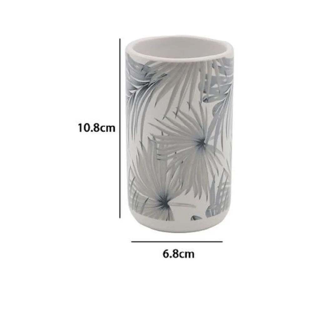 BICCHIERE PORTA SPAZZOLINO STAMPA TROPICALE ACCESSORIO BAGNO 6.8 X 10.8 CM 87064