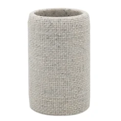 BICCHIERE PORTA SPAZZOLINI DENTIFRICIO EFFETTO TELA JUTA INTRECCIATO NATURALE BAGNO 87827