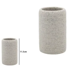 BICCHIERE PORTA SPAZZOLINI DENTIFRICIO EFFETTO TELA JUTA INTRECCIATO NATURALE BAGNO 87827