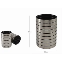 BICCHIERE PORTA SPAZZOLINI DA DENTI ARGENTO A RIGHE MODERNO ARREDO BAGNO 10390