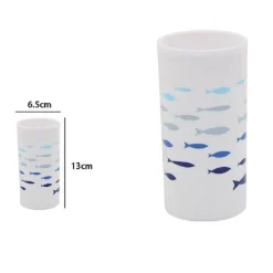 BICCHIERE PORTA SPAZZOLINO BIANCO IN PLASTICA ACCESSORIO BAGNO PESCIOLINI 69881