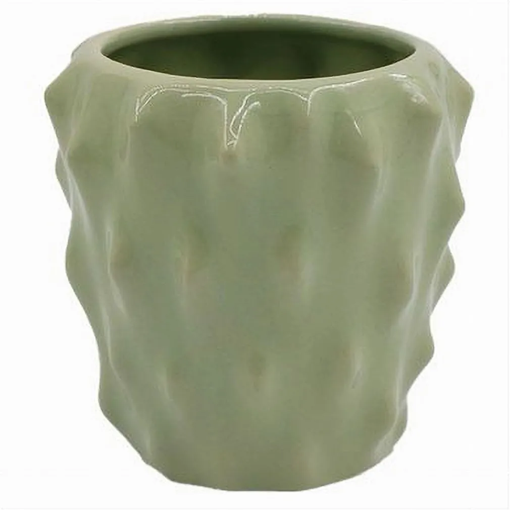 BICCHIERE PORTA SPAZZOLINI CERAMICA VERDE EFFETTO CACTUS ACCESSORIO BAGNO 79934