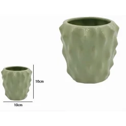 BICCHIERE PORTA SPAZZOLINI CERAMICA VERDE EFFETTO CACTUS ACCESSORIO BAGNO 79934