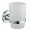 BICCHIERE PORTA SPAZZOLINO DA MURO IN ACCIAIO VETRO SATINATO ARREDO BAGNO 79804