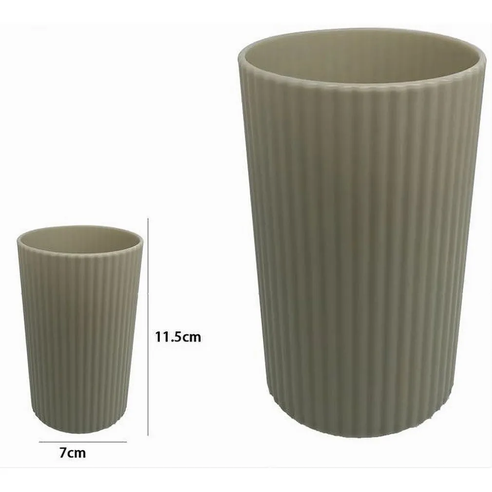 BICCHIERE PORTA SPAZZOLINI COLORE BEIGE RIGATO ACCESSORIO PER ARREDO BAGNO 79167