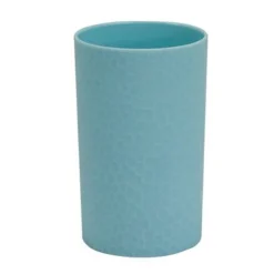 BICCHIERE PORTA SPAZZOLINI COLORE AZZURRO LAVORATO ACCESSORI ARREDO BAGNO 79795