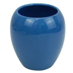 BICCHIERE PORTA SPAZZOLINI IN CERAMICA BLU MODERNO ACCESSORI ARREDO BAGNO 79257