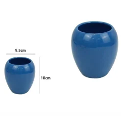 BICCHIERE PORTA SPAZZOLINI IN CERAMICA BLU MODERNO ACCESSORI ARREDO BAGNO 79257