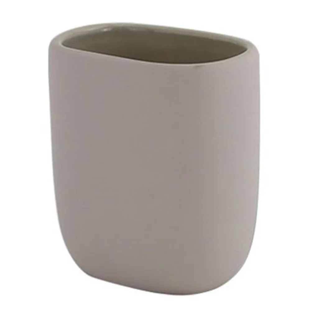 BICCHIERE PORTA SPAZZOLINI DENTIFRICIO PIATTO TORTORA ARREDO BAGNO ACCESSORIO 87814