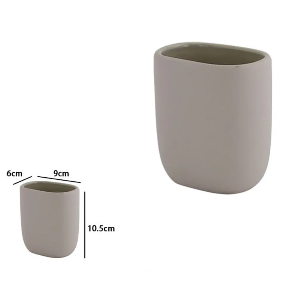 BICCHIERE PORTA SPAZZOLINI DENTIFRICIO PIATTO TORTORA ARREDO BAGNO ACCESSORIO 87814