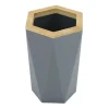 BICCHIERE PORTA SPAZZOLINI A CILINDRO ESAGONALE GEOMETRICO GRIGIO LEGNO DA BAGNO 10847