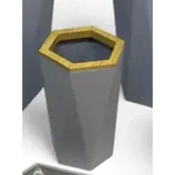 BICCHIERE PORTA SPAZZOLINI A CILINDRO ESAGONALE GEOMETRICO GRIGIO LEGNO DA BAGNO 10847