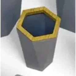 BICCHIERE PORTA SPAZZOLINI A CILINDRO ESAGONALE GEOMETRICO GRIGIO LEGNO DA BAGNO 10847