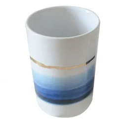 BICCHIERE PORTA SPAZZOLINI CON SFUMATURE BLU AZZURRE RIGA ORO ARREDO BAGNO 59866