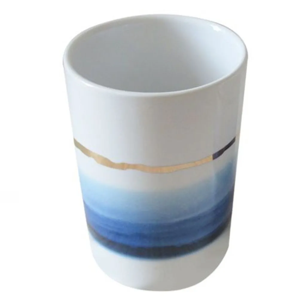 BICCHIERE PORTA SPAZZOLINI CON SFUMATURE BLU AZZURRE RIGA ORO ARREDO BAGNO 59866