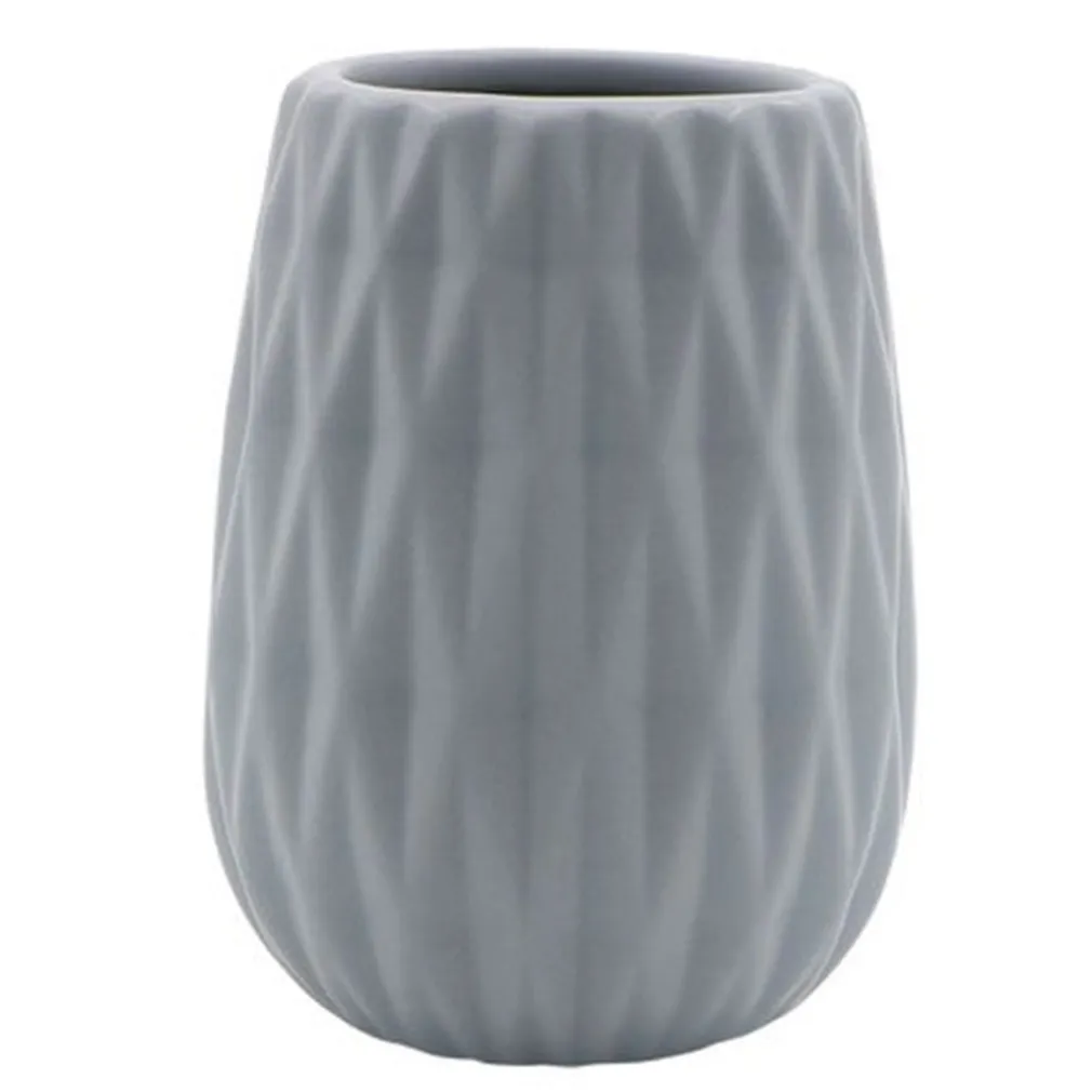 BICCHIERE PORTA SPAZZOLINI COLORE GRIGIO LAVORATO ACCESSORI ARREDO BAGNO 79951