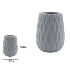 BICCHIERE PORTA SPAZZOLINI COLORE GRIGIO LAVORATO ACCESSORI ARREDO BAGNO 79951