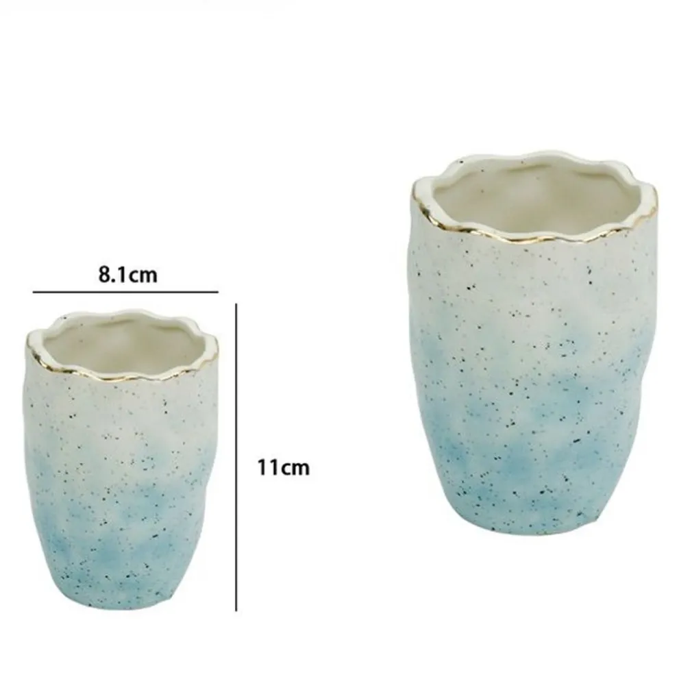 BICCHIERE PORTA SPAZZOLINI DENTIFRICIO BIANCO AZZURRO EFFETTO PIETRA BAGNO 79272