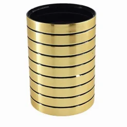 BICCHIERE PORTA SPAZZOLINI DA DENTI ORO A RIGHE STILE MODERNO ARREDO BAGNO 10386